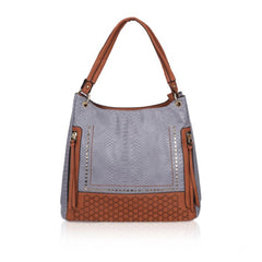 जेनरिक महिलाओं का फॉक्स लेदर टेक्सचर्ड टोट बैग (नीला)