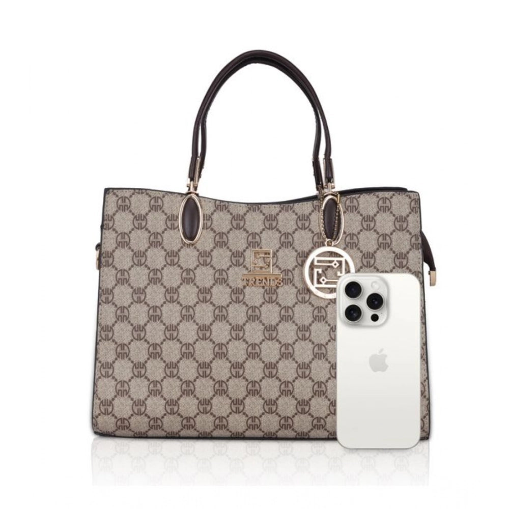 जेनरिक महिलाओं का फॉक्स लेदर प्रिंटेड हैंडबैग (कॉफी रंग)