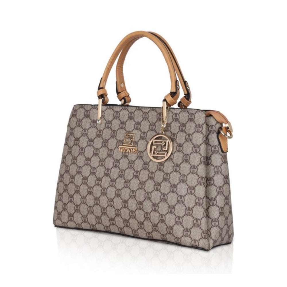 महिलाओं के लिए सामान्य फॉक्स लेदर प्रिंटेड हैंडबैग (ऊंट रंग)