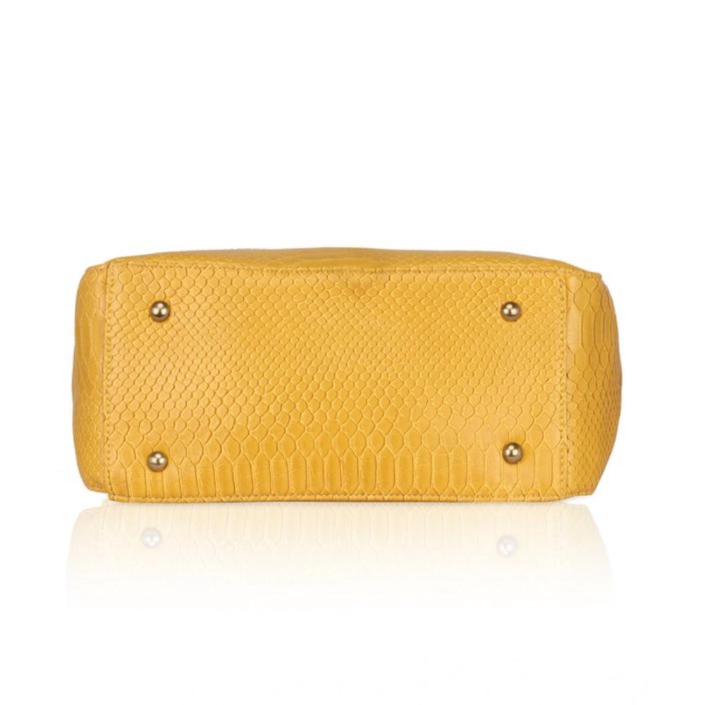 जेनरिक महिलाओं का फॉक्स लेदर टेक्सचर्ड टोट बैग (पीला)