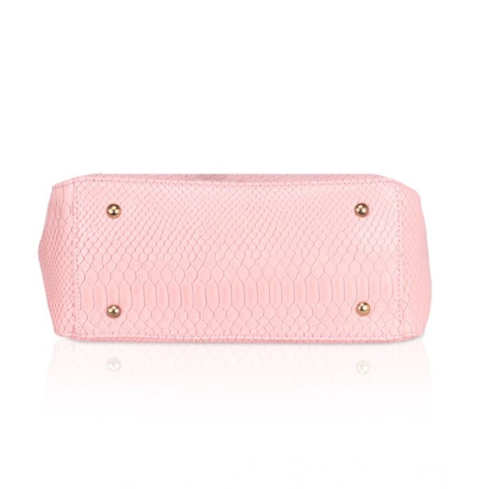 जेनरिक महिलाओं का फॉक्स लेदर टेक्सचर्ड टोट बैग (गुलाबी)