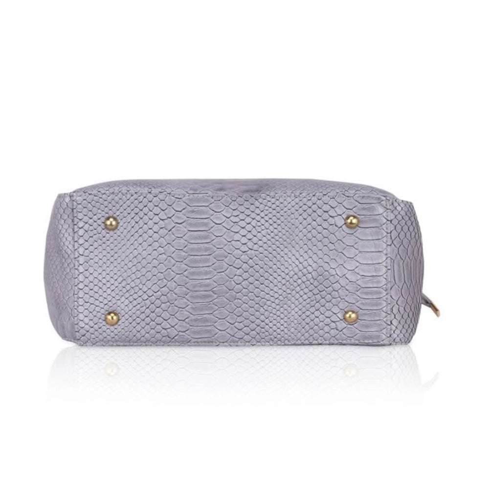 जेनरिक महिलाओं का फॉक्स लेदर टेक्सचर्ड टोट बैग (ग्रे)