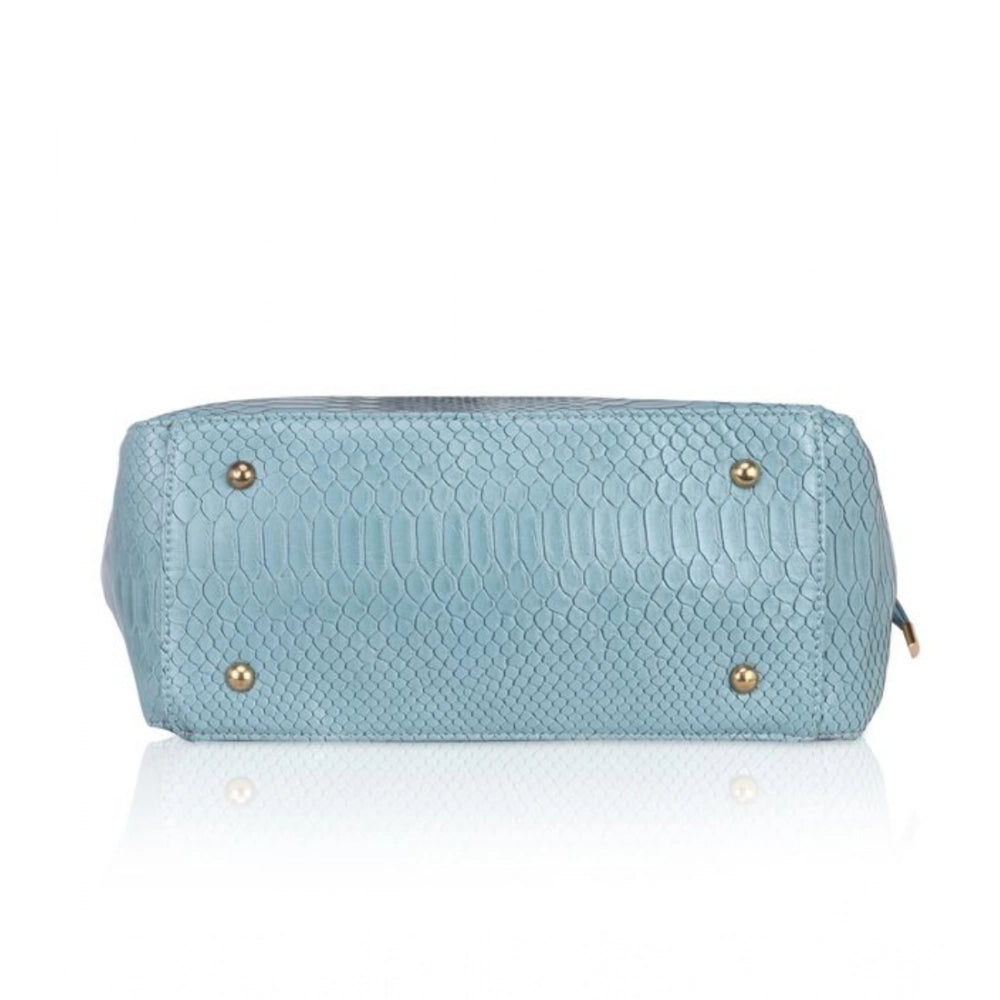 जेनरिक महिलाओं का फॉक्स लेदर टेक्सचर्ड टोट बैग (नीला)