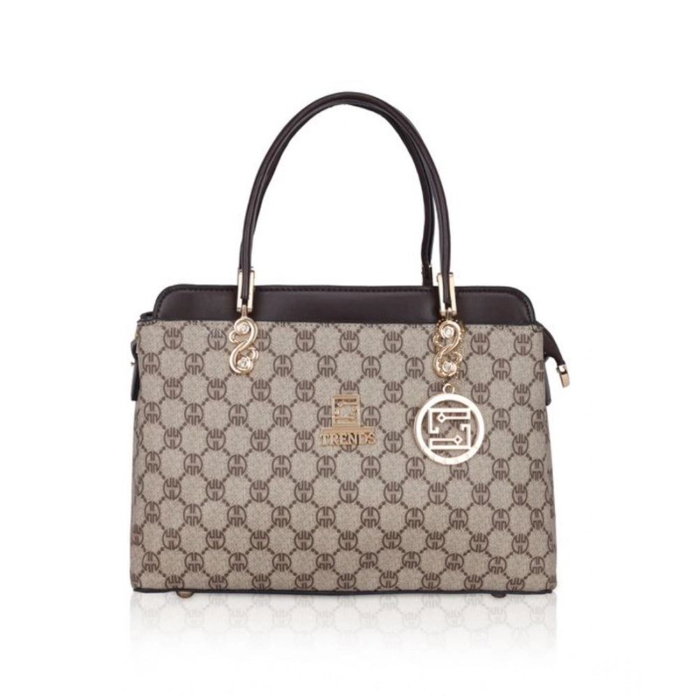 जेनरिक महिलाओं का फॉक्स लेदर प्रिंटेड हैंडबैग (कॉफी रंग)