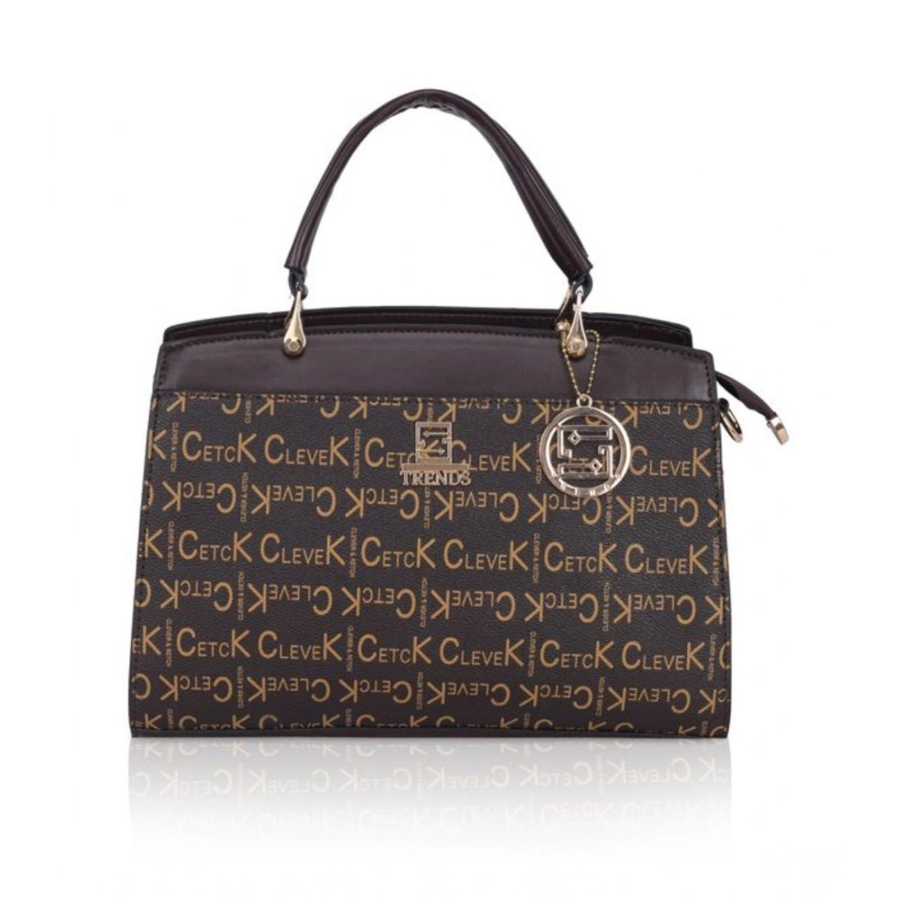 जेनरिक महिलाओं का फॉक्स लेदर प्रिंटेड हैंडबैग (कॉफी रंग)