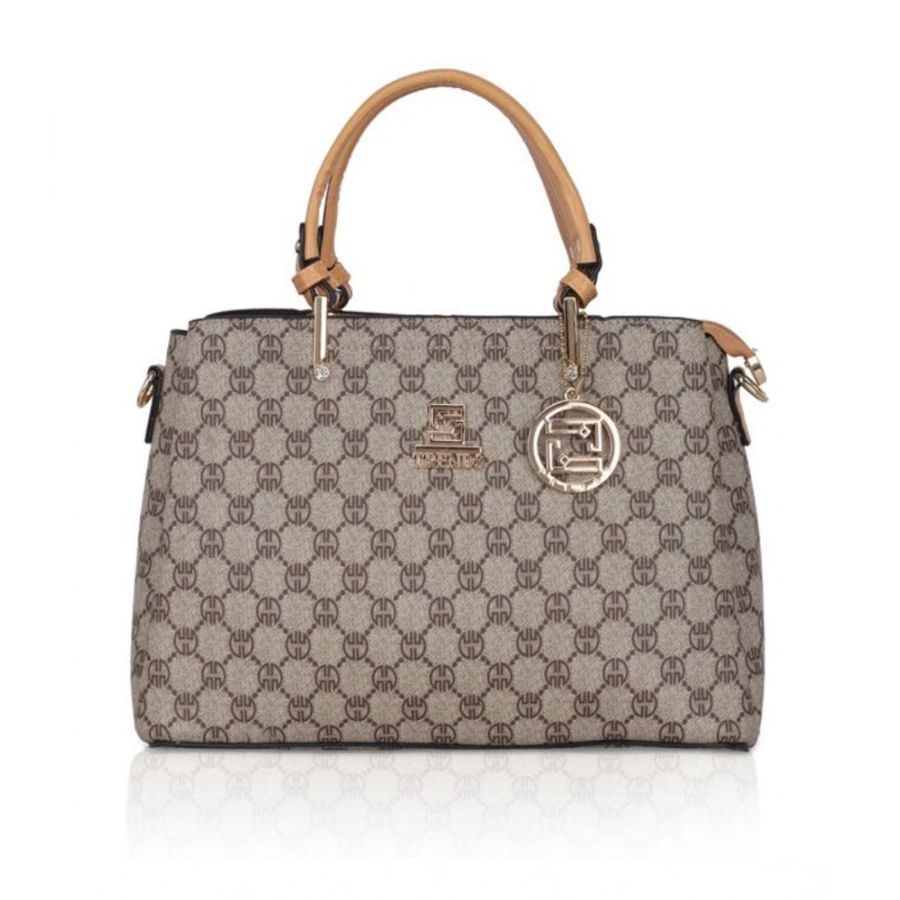 महिलाओं के लिए सामान्य फॉक्स लेदर प्रिंटेड हैंडबैग (ऊंट रंग)