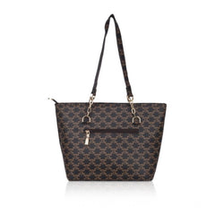 जेनरिक महिलाओं का फॉक्स लेदर प्रिंटेड टोट बैग (भूरा)