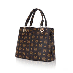 जेनरिक महिलाओं का फॉक्स लेदर प्रिंटेड हैंडहेल्ड बैग (भूरा)