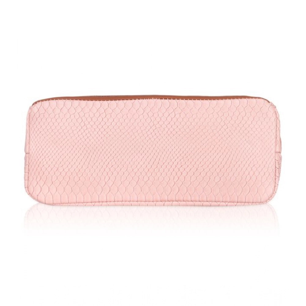 जेनरिक महिलाओं का फॉक्स लेदर प्रिंटेड टोट बैग (गुलाबी)