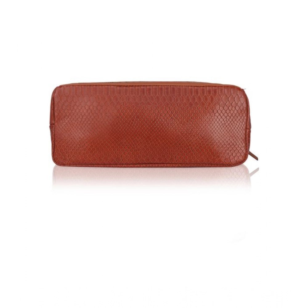 जेनरिक महिलाओं का फॉक्स लेदर टेक्सचर्ड टोट बैग (भूरा)