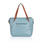 Generic Women's Faux Leather Textured Tote Bag (Blue)