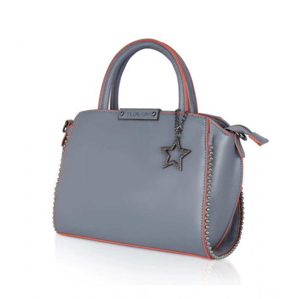 जेनरिक महिलाओं का फॉक्स लेदर मेटल बीड्स हैंडबैग (ग्रे)