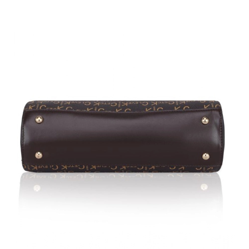 जेनरिक महिलाओं का फॉक्स लेदर प्रिंटेड हैंडबैग (कॉफी रंग)