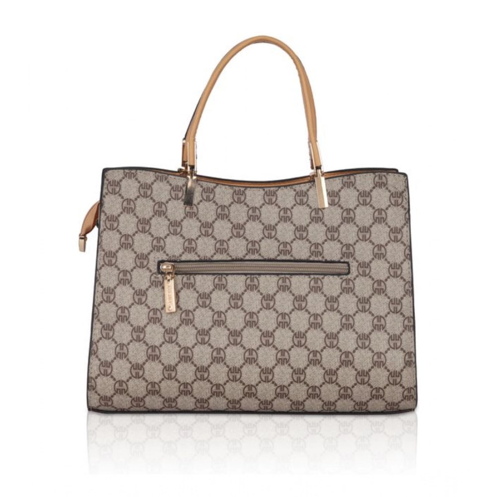 महिलाओं के लिए सामान्य फॉक्स लेदर प्रिंटेड हैंडबैग (ऊंट रंग)