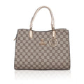  Women's Faux Leather Printed Handbag (Beige)