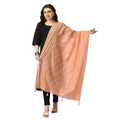  Women's Chanderi Self Design Dupatta (Peach, Length: Free Size)