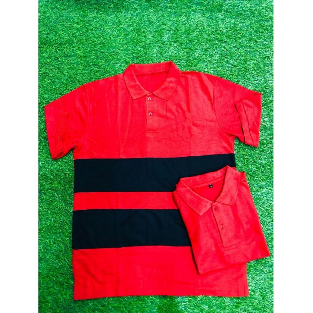 जेनेरिक पुरुषों की कैज़ुअल शॉर्ट स्लीव्स कॉटन पोलो नेक टी-शर्ट (लाल)