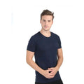  Men's Casual Short Sleeves Cotton Round Neck T-shirt (Navy blue)