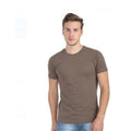  Men's Casual Short Sleeves Cotton Round Neck T-shirt (Khaki)