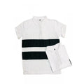  Men's Casual Short Sleeves Cotton Polo Neck T-shirt (White)