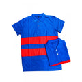  Men's Casual Short Sleeves Cotton Polo Neck T-shirt (Blue)