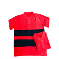  Men's Casual Short Sleeves Cotton Polo Neck T-shirt (Red)