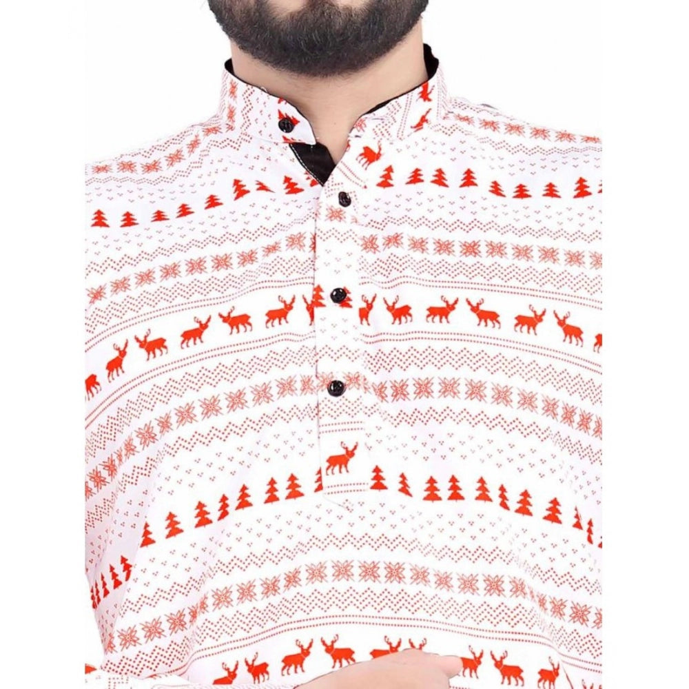 जेनरिक मेन्स कॉटन ब्लेंडेड प्रिंटेड फुल स्लीव शॉर्टकुर्ता (मल्टीकलर)