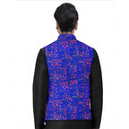 Generic Men's Jacquard Printed Full Sleeve Waistcoat (Blue)