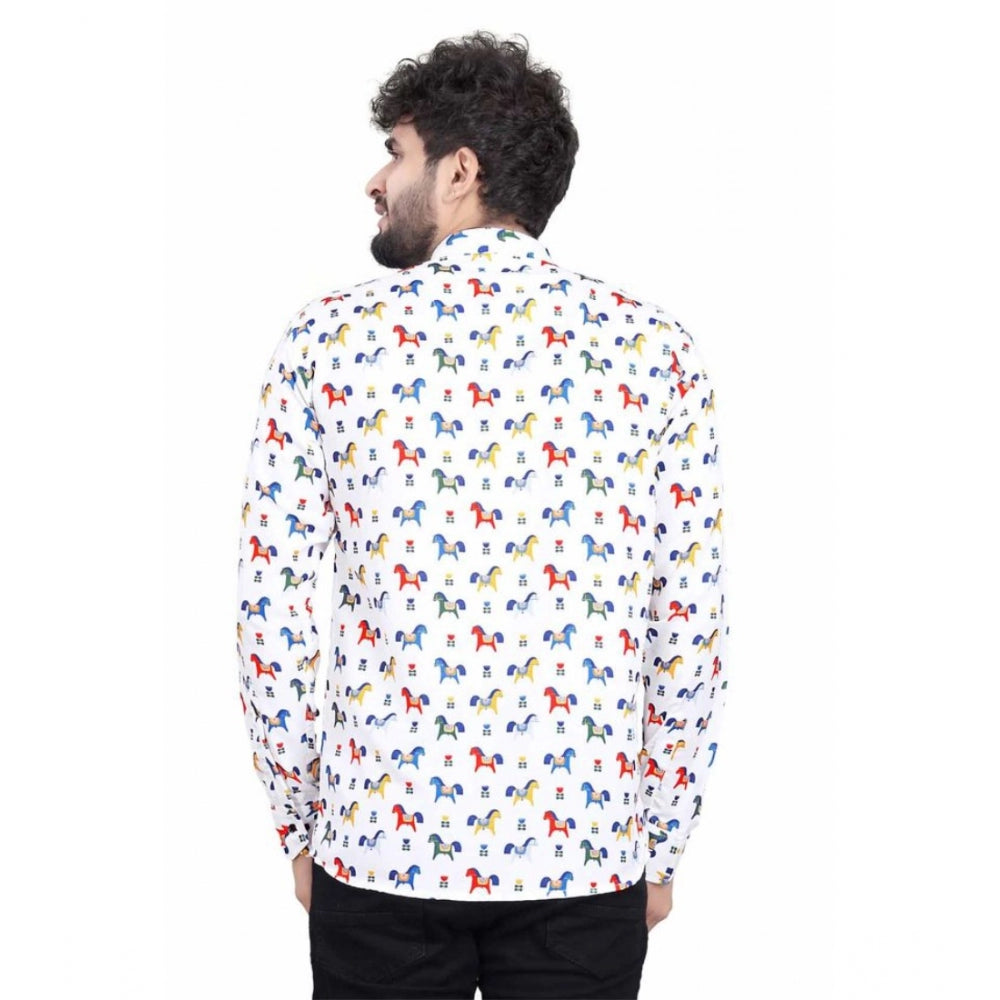 जेनरिक मेन्स कॉटन ब्लेंडेड प्रिंटेड फुल स्लीव शॉर्टकुर्ता (मल्टीकलर)