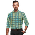  Men's Cotton Blended Checked Full Sleeve Shirt (Green-Yellow)