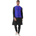  Men's Jacquard Printed Full Sleeve Waistcoat (Blue)