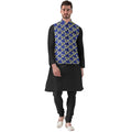  Men's Jacquard Printed Full Sleeve Waistcoat (Blue)