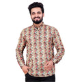  Men's Cotton Blended Printed Full Sleeve Shortkurta (Multicolor)