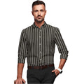  Men's Cotton Blended Striped Full Sleeve Shirt (Black-White)
