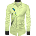  Men's Casual Floral Printed Cotton Blend Unstitched Shirt Fabric 1.6 Mtrs (Green)
