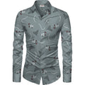  Men's Casual Floral Printed Cotton Blend Unstitched Shirt Fabric 1.6 Mtrs (Grey)