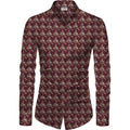  Men's Casual Floral Printed Cotton Blend Unstitched Shirt Fabric 1.6 Mtrs (Maroon)
