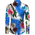  Men's Casual Floral Printed Cotton Blend Unstitched Shirt Fabric 1.6 Mtrs (Blue)