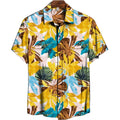  Men's Casual Floral Printed Cotton Blend Unstitched Shirt Fabric 1.6 Mtrs (Yellow)