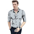  Men's Casual Floral Printed Cotton Blend Unstitched Shirt Fabric 1.6 Mtrs (White)