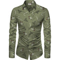  Men's Casual Floral Printed Cotton Blend Unstitched Shirt Fabric 1.6 Mtrs (Green)