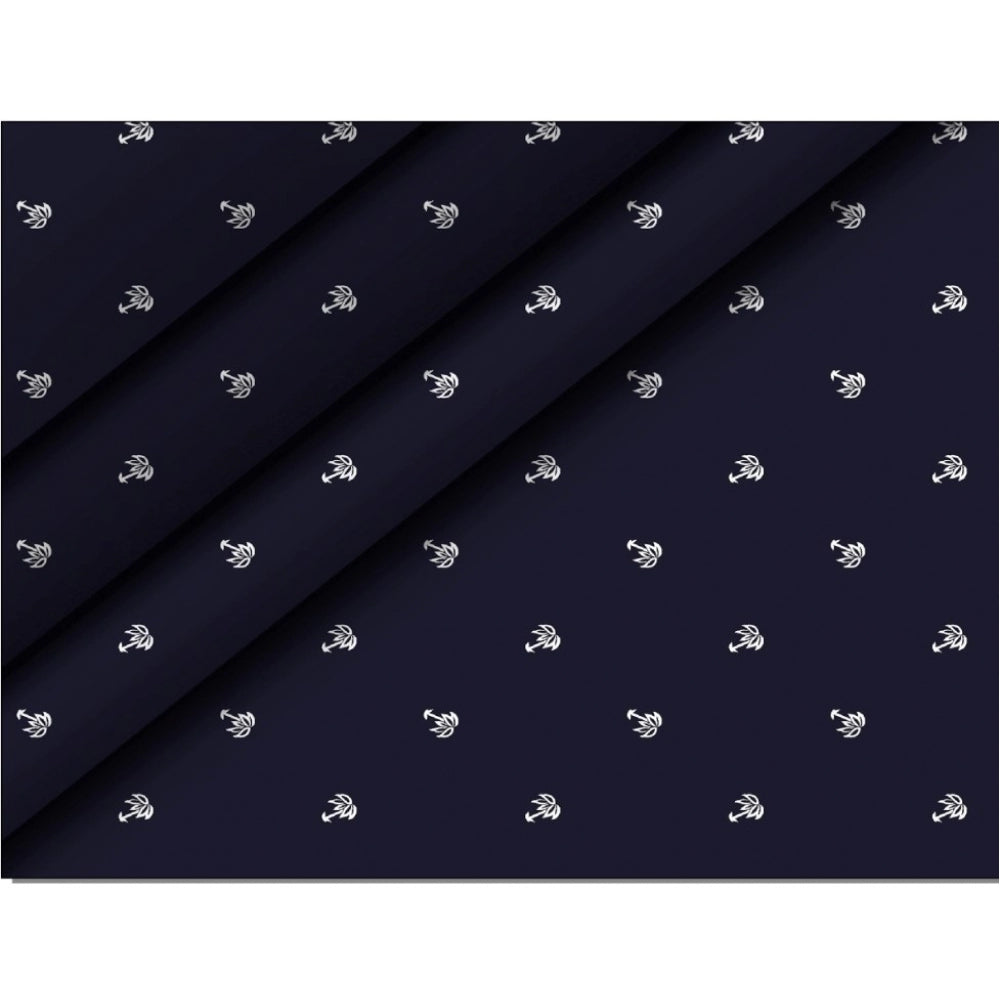 पुरुषों के लिए सामान्य कैज़ुअल फ्लोरल प्रिंटेड कॉटन ब्लेंड अनस्टिच्ड शर्ट फैब्रिक, 1.6 मीटर (गहरा नीला)