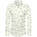  Men's Casual Floral Printed Cotton Blend Unstitched Shirt Fabric 1.6 Mtrs (White)