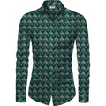  Men's Casual Floral Printed Cotton Blend Unstitched Shirt Fabric 1.6 Mtrs (Dark Green)