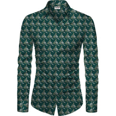 Generic Men's Casual Floral Printed Cotton Blend Unstitched Shirt Fabric 1.6 Mtrs (Dark Green)