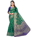  Women's Jacquard Woven Saree With Unstitched Blouse 5.5Mtr (Green)