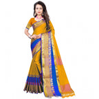 Generic Women's Jacquard Woven Saree With Unstitched Blouse 5.5Mtr (Yellow)