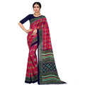  Women's Georgette Floral Print Saree With Unstitched Blouse 5.5Mtr (Pink)