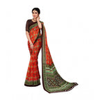Generic Women's Georgette Floral Print Saree With Unstitched Blouse 5.5Mtr (Red)