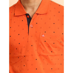 जेनेरिक पुरुषों की कैज़ुअल कॉटन प्रिंटेड पोलो नेक हाफ स्लीव टी-शर्ट (रस्ट)